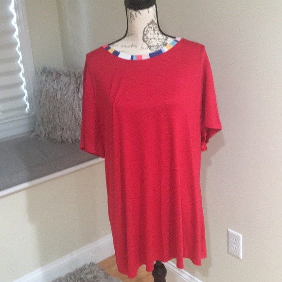 Lane Bryant Rib Trim Crew Neck Tee - Picture 2 of 5